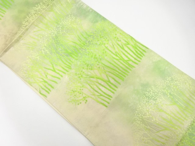 JAPANESE KIMONO / ANTIQUE FUKURO OBI / SILK / WOVEN TREE